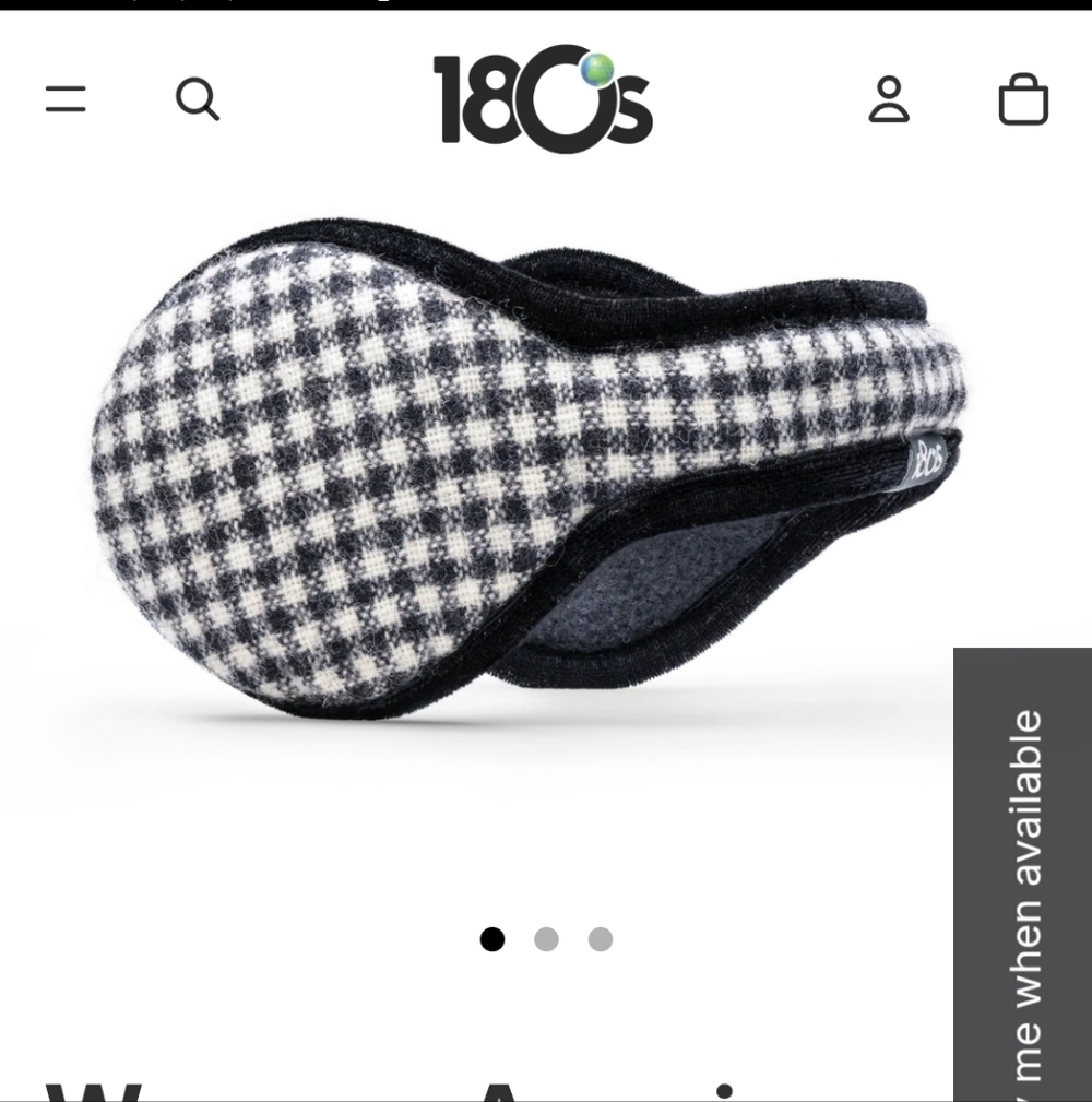Women's Black and White Checkered Ear Warmers